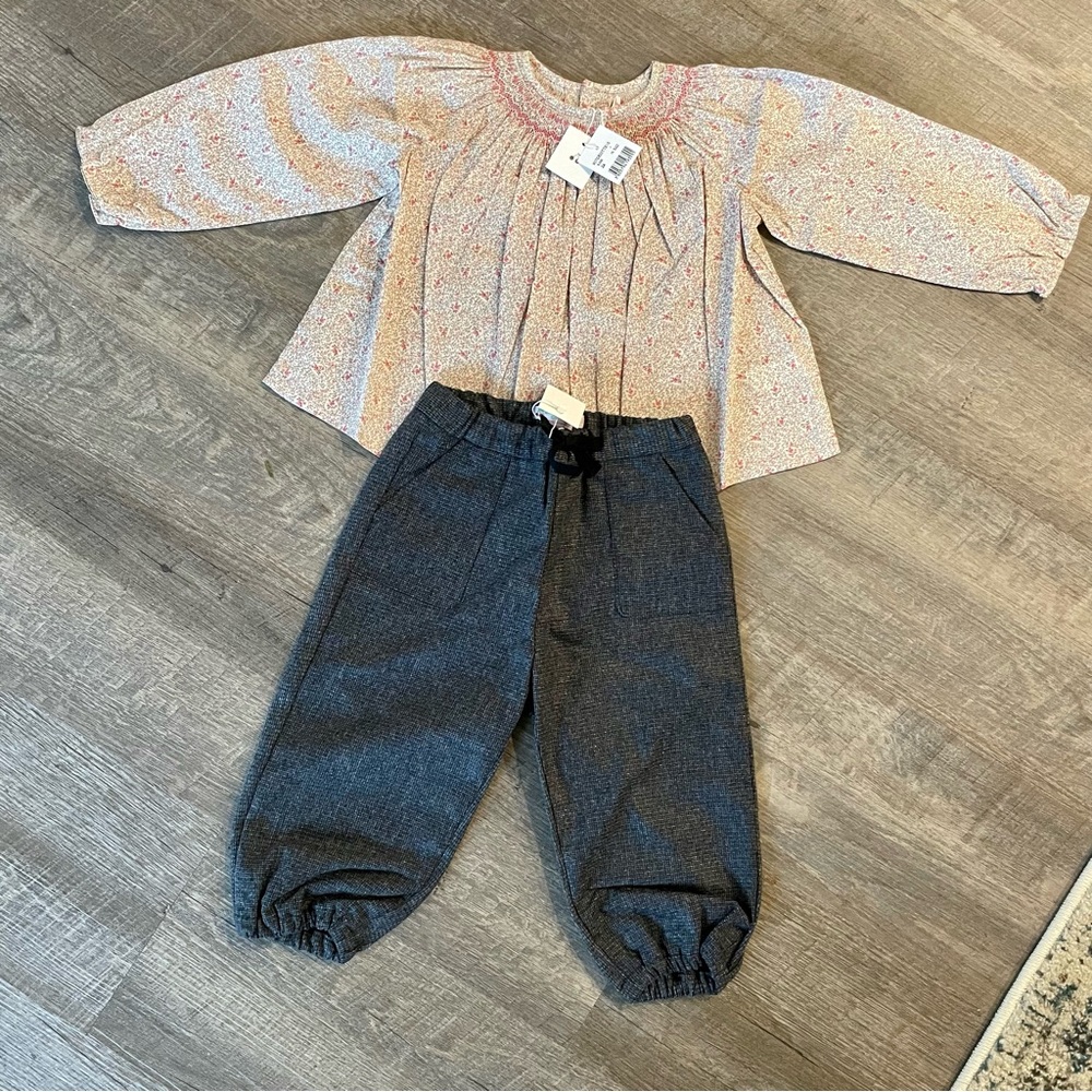NWT Bonpoint Girls Blouse & Bottoms